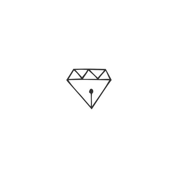 Schreiben, Texten und Veröffentlichungen Thema. Vektor-Icon, ein Diamant mit Federspitze. — Stockvektor