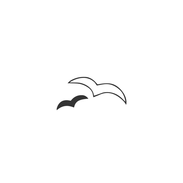 El çizilmiş izole vektör simgesi, iki kuş. Minimal logo elemanları. — Stok Vektör