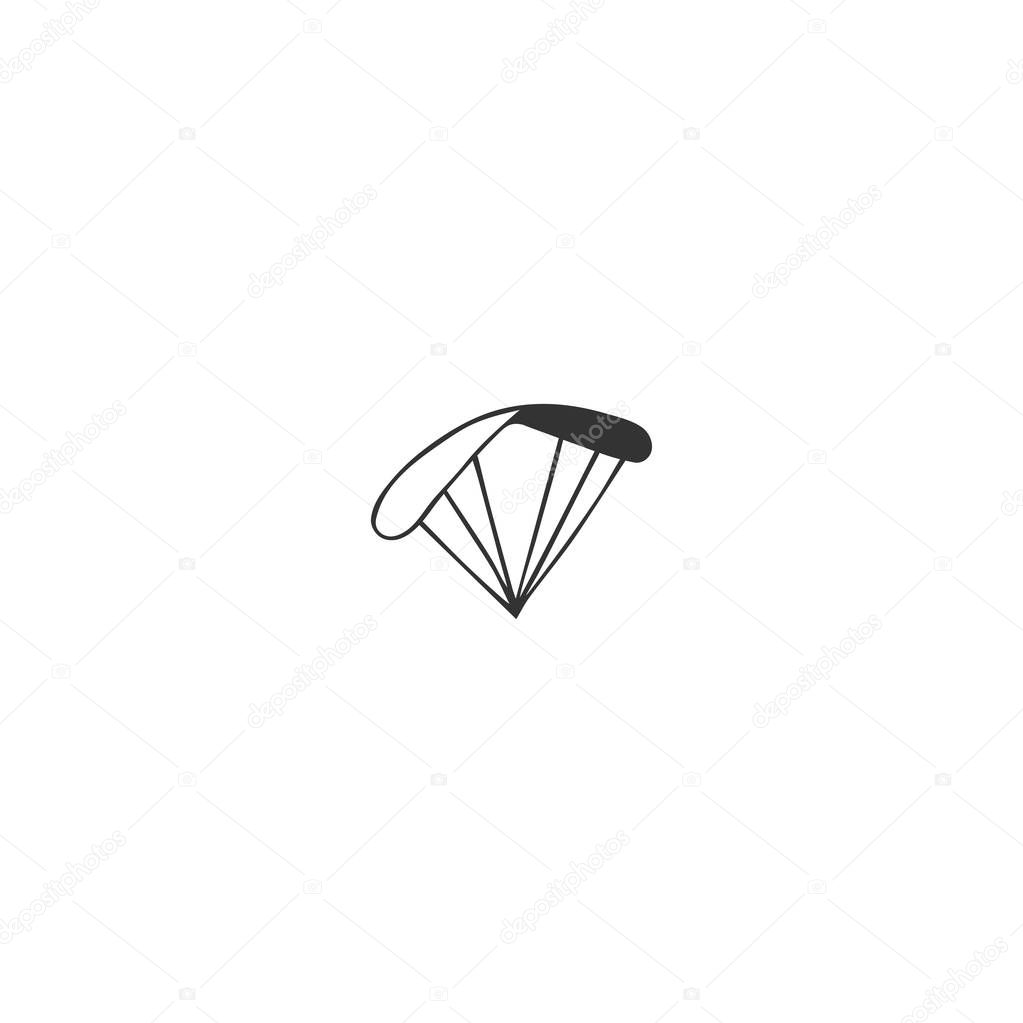 Hand drawn vector icon. Sky sports logo element, paragliding.