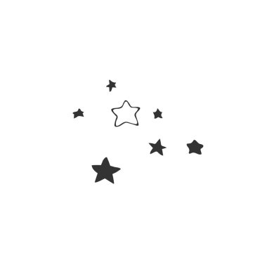 Elle çizilmiş vektör simgesi. Minimal logo öğeleri, gökyüzündeki yıldızlar.