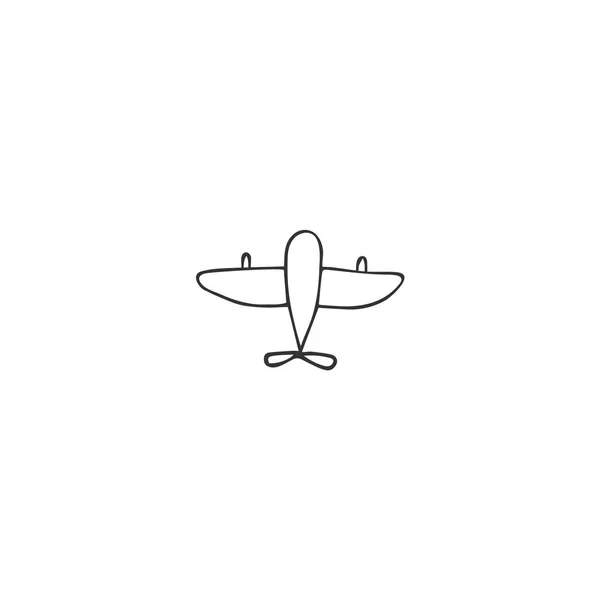 Flugzeug minimales Logo-Element. von Hand gezeichnetes isoliertes Vektorsymbol, eine Ebene. — Stockvektor