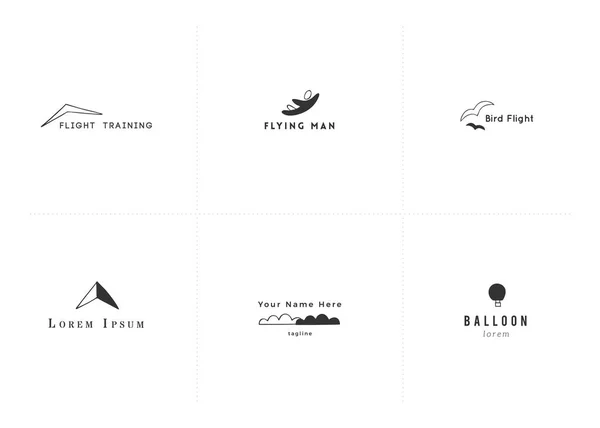 Set vettoriale di modelli di logo minimali disegnati a mano. Sport del cielo . — Vettoriale Stock