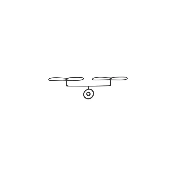 Icône vectorielle dessinée à la main. Élément de logo photographie aérienne. Appareil photo drone . — Image vectorielle