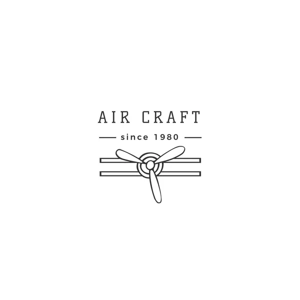 Aircraft premade logo template. Hand drawn isolated vector icon. — Stock Vector