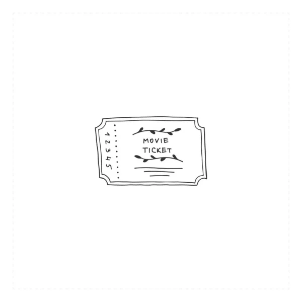 Cinema isolated object, cinematography illustration. A movie ticket, vector hand drawn icon. — Διανυσματικό Αρχείο