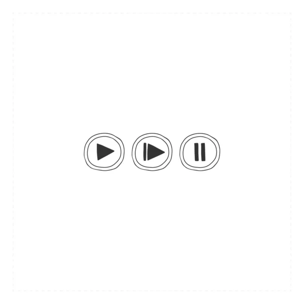 Video recording buttons. Vector hand drawn icons, cinema isolated objects. Movie record. — 스톡 벡터