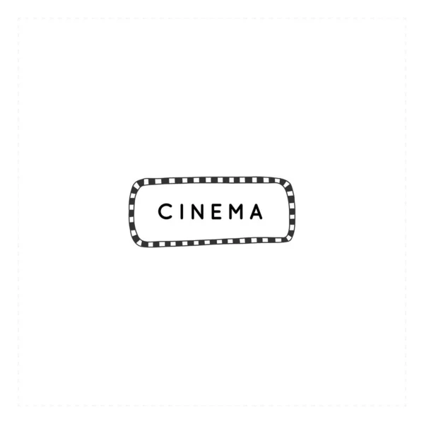 Modèle de logo vectoriel dessiné à la main. Cinéma objet isolé, illustration cinématographique. — Image vectorielle