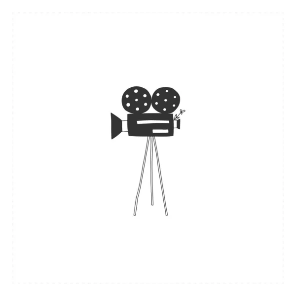 Un vidéocaméra, icône vectorielle dessinée à la main. Illustration cinématographique, objet isolé au cinéma. — Image vectorielle