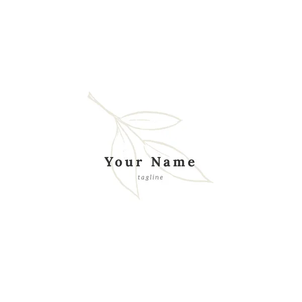 Modèle de logo floral vectoriel simple. Feuilles dessinées main. — Image vectorielle