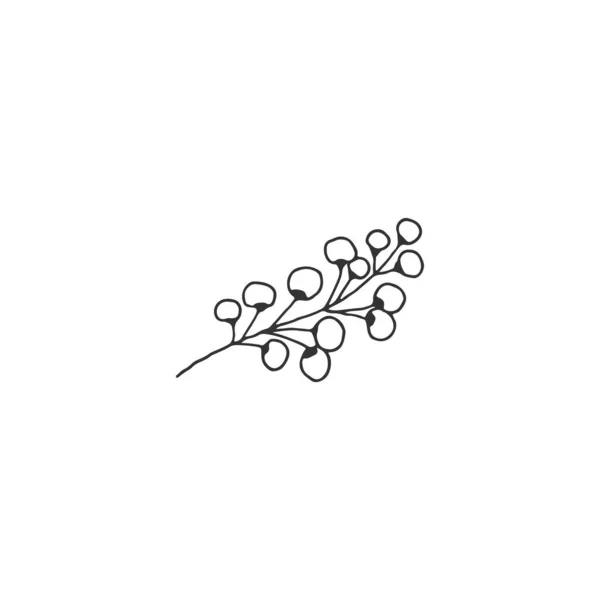 Çilekli bir dal. Vektör çizimi. El çizimi basit bir çiçek simgesi. — Stok Vektör