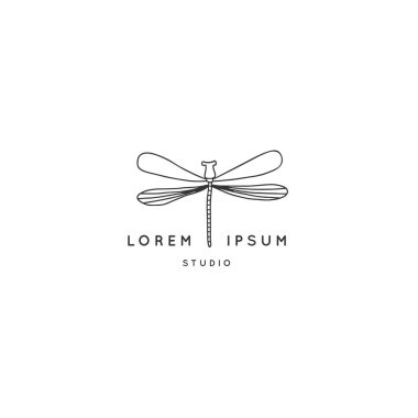 Vektör böcek grafikleri, bir yusufçuk sineği, uçucu. En az el çizimi logo şablonu tasarımı.