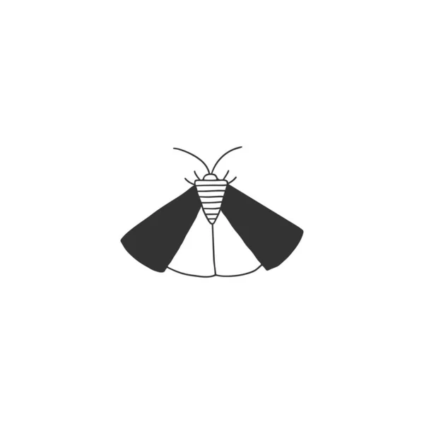 A moth, butterfly. Hand drawn icon. Vector simple insect illustration. — Stock Vector