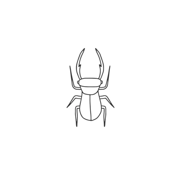 Ícone de inseto vetorial, um inseto, besouro de veado. Ilustração simples desenhada à mão. — Vetor de Stock