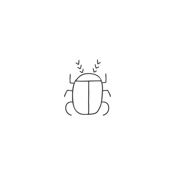 Vector minimale insect icoon, een scarabee kever. Handgetekende illustratie. — Stockvector