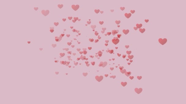 День Святого Валентина Абстрактный Фон Летающие Сердца — стоковое видео