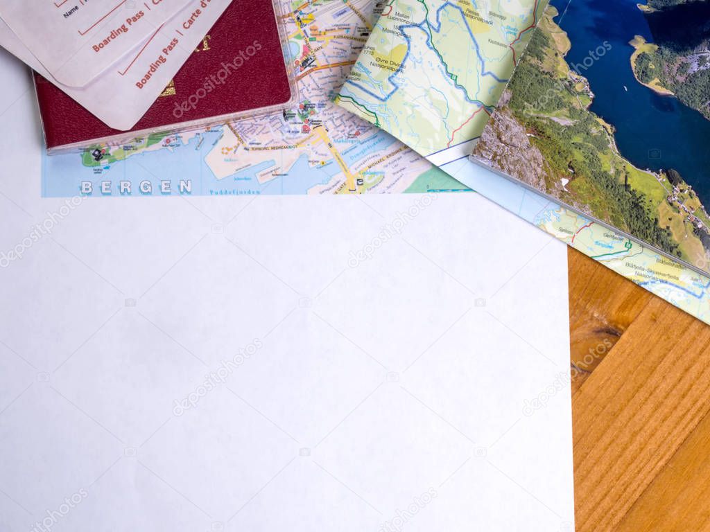 Planning a trip to Norway. Maps, compass and passport