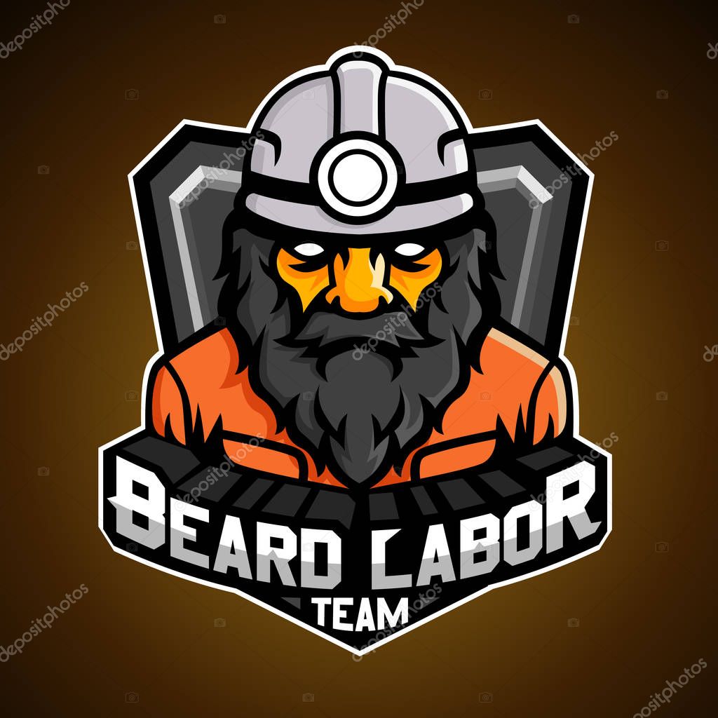 Beard labor, Mascot logo, Vector illustration.