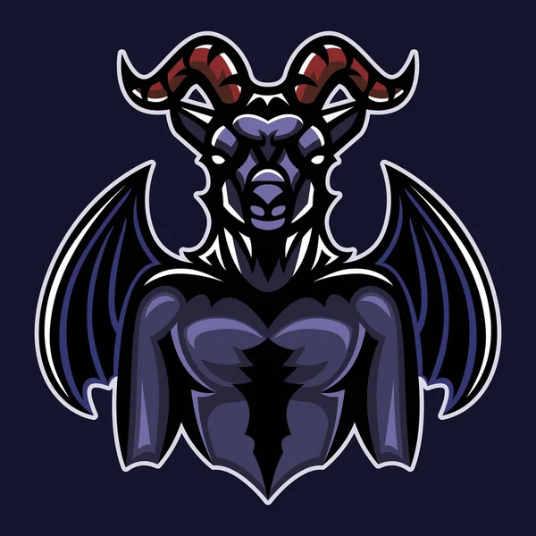 Cabra del diablo, logotipo de la mascota, diseño de la etiqueta engomada, ilustración del vector . — Vector de stock