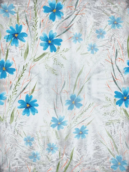 Blommor Akvarell Bakgrund Seamless Mönster Abstrakt Tapet Med Blommotiv Tapet — Stockfoto