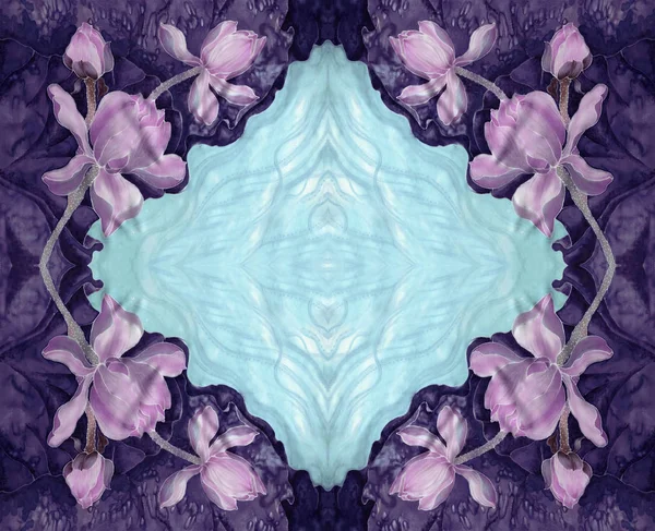 Lotosów Batik Dekoracyjnych Kompozycji Kwiatów Liści Pąków Użyj Materiałów Drukowanych — Zdjęcie stockowe
