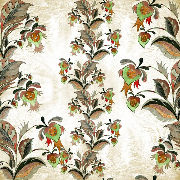 装饰成分 在水彩背景上的佩斯利 民族风格的格局 花组成 风格的花朵 使用印刷材料 明信片 无缝背景 — 图库照片