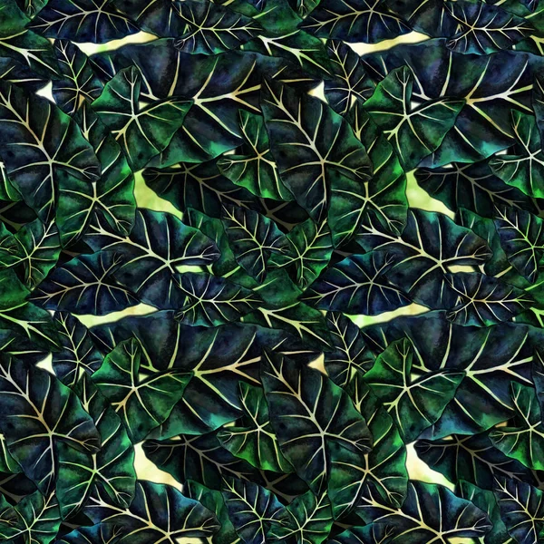 Exotic Leaves Seamless Pattern Watercolor Background Image Decorative Composition Use — Stock Photo, Image