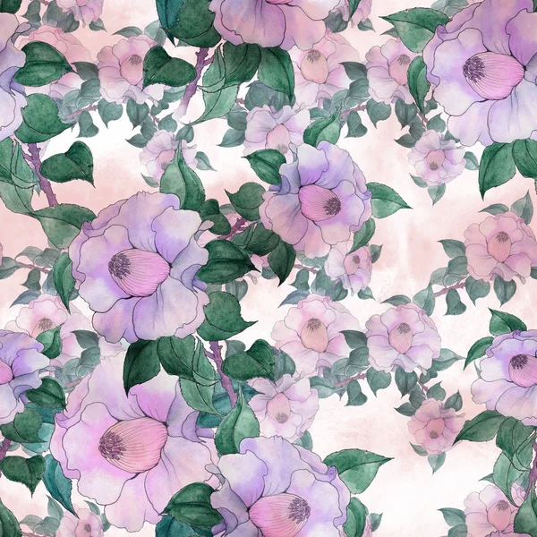 Bloemen Van Camellia Een Witte Achtergrond Naadloze Patroon Gebruiken Van — Stockfoto