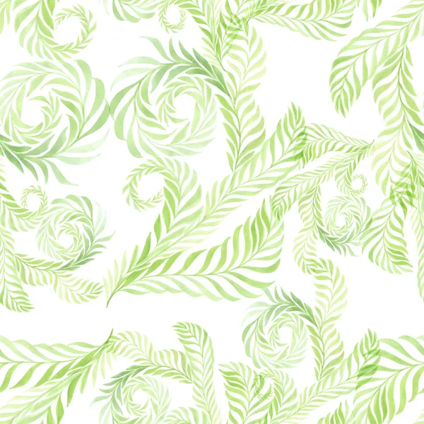 Watercolor Branches Leaves Decorative Composition Seamless Pattern Watercolor Background Image — Stock Photo, Image