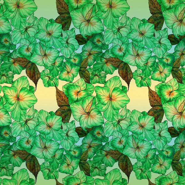 Цветы Листья Гортензий Рисунок Акварелью Бесшовный Шаблон Использовать Печатные Материалы — стоковое фото