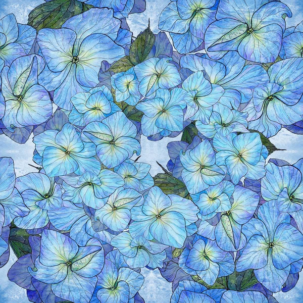 Las Flores Las Hojas Las Hortensias Dibujo Por Acuarela Patrón —  Fotos de Stock