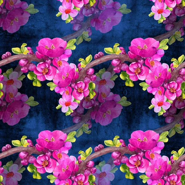 Větví Kvetoucího Stromu Vzor Bezešvé Tapety Používejte Tištěné Materiály Známky — Stock fotografie