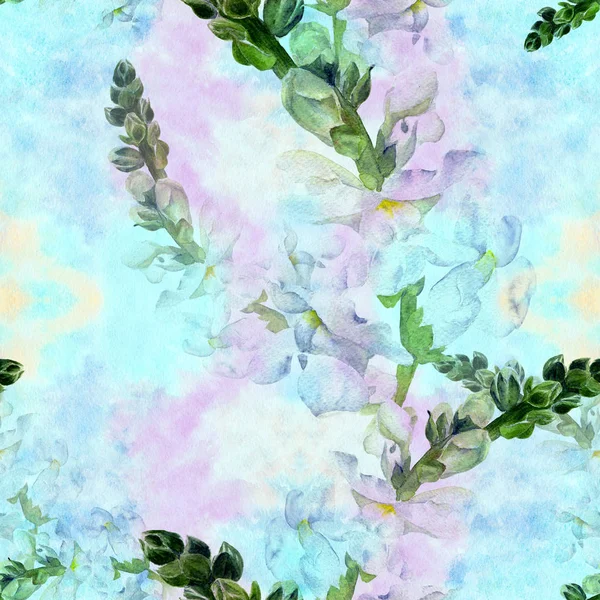 花和芽 金鱼草的树枝 无缝的模式 香水和美容植物 使用印刷材料 明信片 — 图库照片