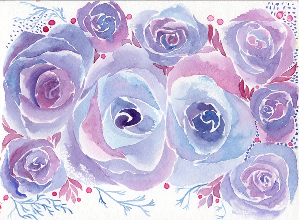 Τριαντάφυλλα Αφηρημένη Ταπετσαρία Φλοράλ Μοτίβα Ακουαρέλα Διακοσμητικό Λουλούδι Ρύθμιση Ταπετσαρία — Φωτογραφία Αρχείου