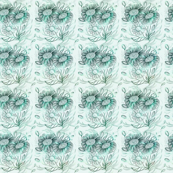 Blumenstrauß Dekorative Komposition Der Grettage Technik Nahtloser Hintergrund Eine Collage — Stockfoto