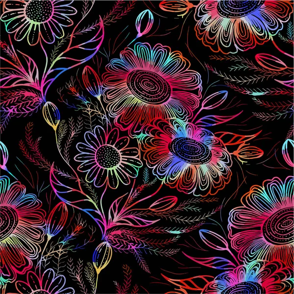 Vecteur Bouquet Fleurs Composition Décorative Dans Technique Saleté Collage Fleurs — Image vectorielle