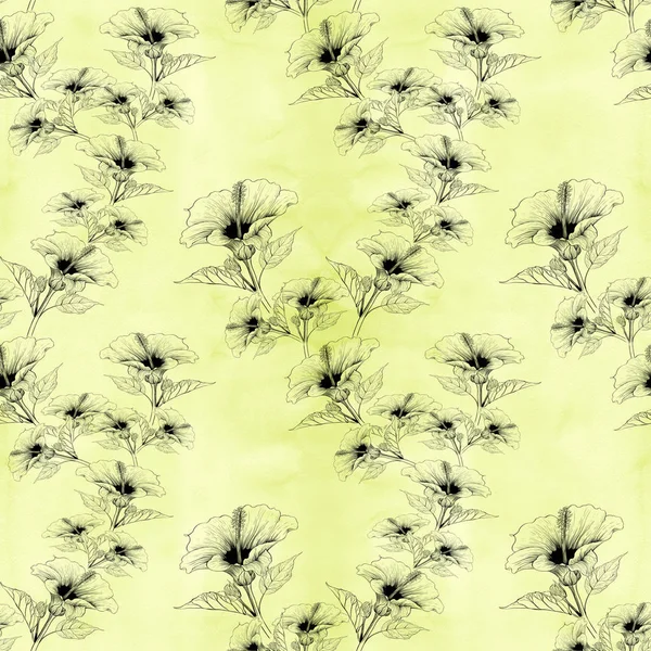 Гибискус Цветы Почки Бесшовный Рисунок Фона Духи Косметические Растения Обои — стоковое фото