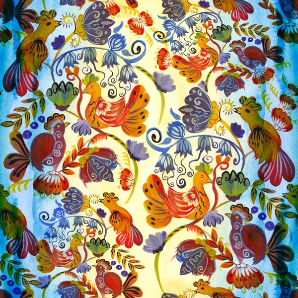 Pintura Étnica Ucraniana Petrikovskaya Pintura Composición Floral Flores Estilizadas Fondo —  Fotos de Stock