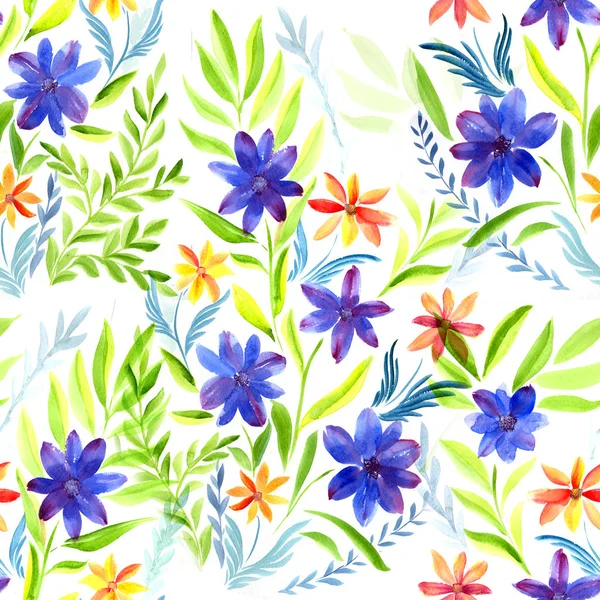 Akvarell Virágok Akvarell Alapon Absztrakt Háttérkép Virág Motívumokkal Varrat Nélküli — Stock Fotó