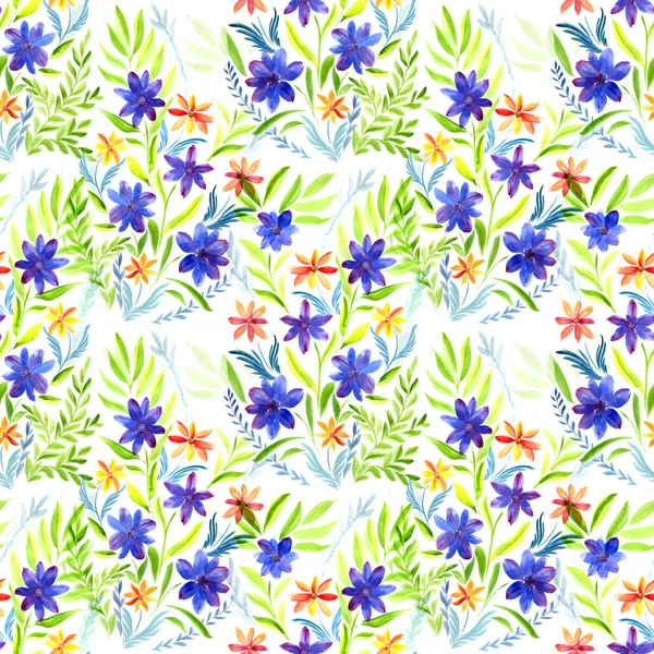 Ακουαρέλα Λουλούδια Ακουαρέλα Φόντο Αφηρημένη Ταπετσαρία Φλοράλ Μοτίβα Χωρίς Ραφή — Φωτογραφία Αρχείου