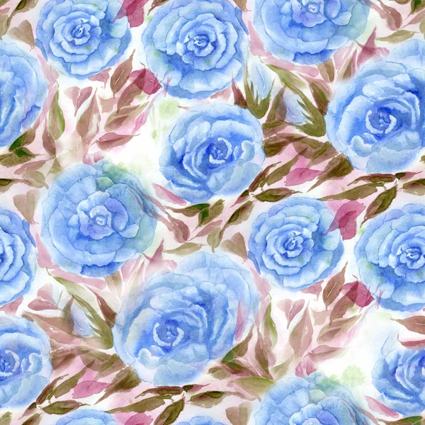 Aquarelle Fleurs Feuilles Roses Sur Fond Aquarelle Papier Peint Abstrait — Photo