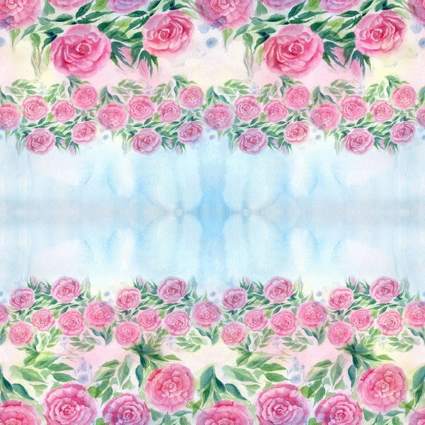 Watercolor Flowers Leaves Roses Watercolor Background Abstract Wallpaper Floral Motifs — Stock Photo, Image