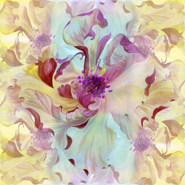 水彩画背景上的花 抽象壁纸与花卉图案 无缝模式 花卉构图 使用印刷材料 明信片 — 图库照片