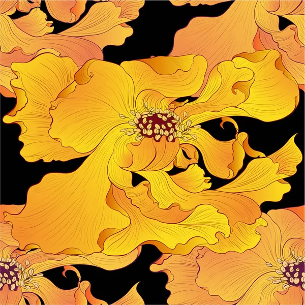 Vector Flores Fantasía Composición Decorativa Flores Con Pétalos Largos Fondo — Archivo Imágenes Vectoriales