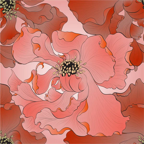 Vector Flores Fantasía Composición Decorativa Flores Con Pétalos Largos Fondo — Archivo Imágenes Vectoriales