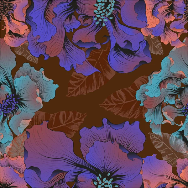 Vector Flores Fantasía Composición Decorativa Flores Con Pétalos Largos Fondo — Archivo Imágenes Vectoriales