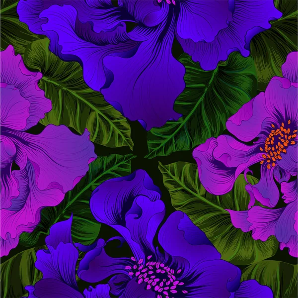 Vector Flores Fantasía Composición Decorativa Flores Con Pétalos Largos Fondo — Archivo Imágenes Vectoriales