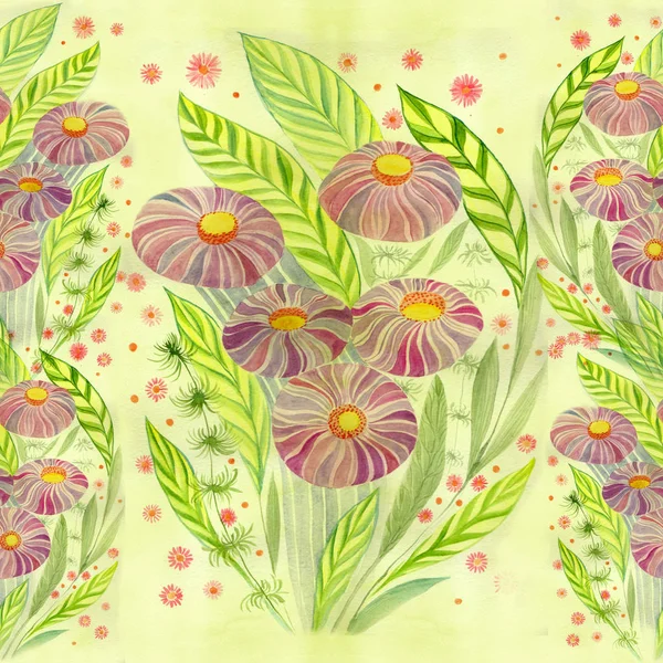 Květiny Kytice Listy Květy Poupata Akvarelem Vzor Bezešvé Koláž Květů — Stock fotografie