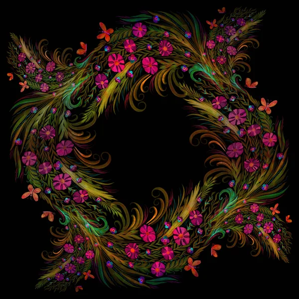 花やつぼみが付いている花束 水彩画 花と水彩の背景に葉のコラージュ 印刷物 オブジェクト Web サイト マップを使用して — ストック写真