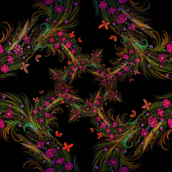 꽃입니다 오리와 꽃다발입니다 수채화입니다 원활한 수채화 나뭇잎의 콜라주 표지판 사이트 — 스톡 사진