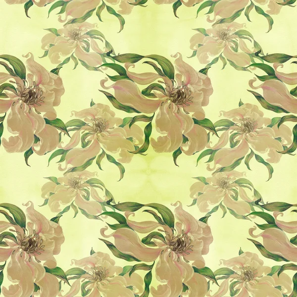Bloemen Een Aquarel Achtergrond Abstracte Wallpaper Met Bloemmotieven Naadloze Patroon — Stockfoto